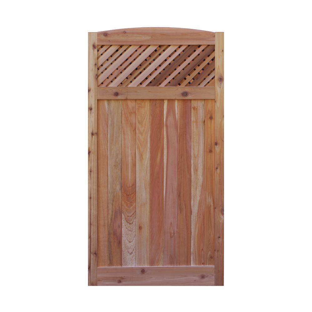 3 ft. x 6 ft. Western Red Cedar Arch Top Supreme Lattice Fence Gate - Super Arbor