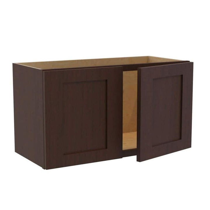 Home Decorators Collection Newport 27 in. W x 12 in. D x 15 in. H Assembled Plywood Wall Bridge Kitchen Cabinet in Manganite with Soft Close