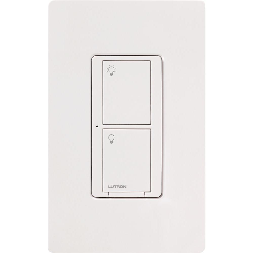 Caseta Wireless Smart Lighting Switch for All Bulb Types or Fans, Push Button, White - Super Arbor
