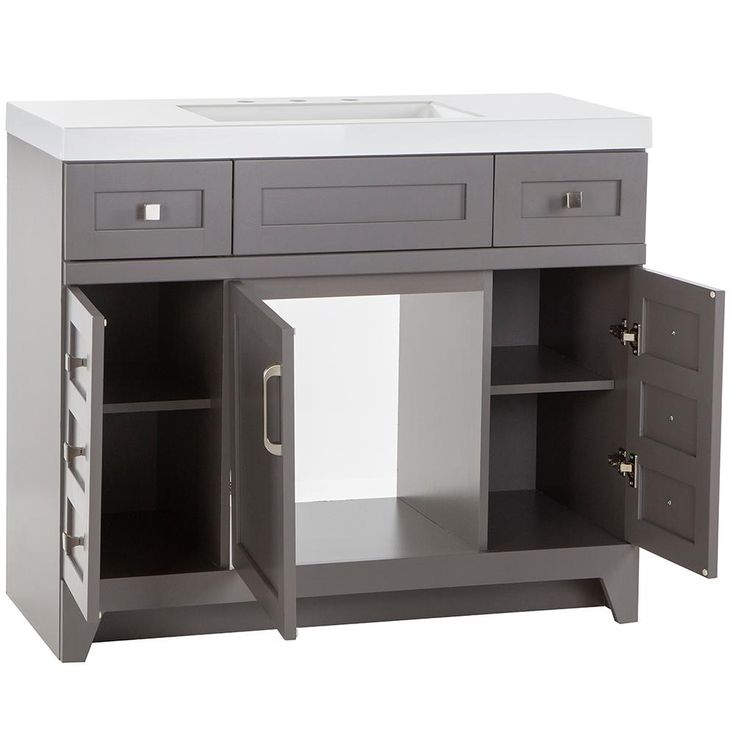 Rosedale 42 in. W x 19 in. D Bath Vanity in Taupe Gray with Cultured Marble Vanity Top in White with White Sink
