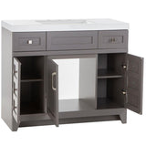 Rosedale 42 in. W x 19 in. D Bath Vanity in Taupe Gray with Cultured Marble Vanity Top in White with White Sink