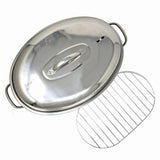 Professional Stainless Steel Oval Roaster Serving Tray Set