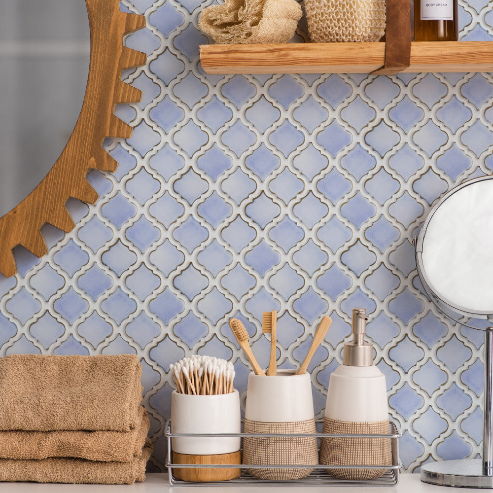 Merola Tile Hudson Tangier Frost Blue 12 in. x 12 in. Porcelain Mosaic Tile (10.96 sq. ft. / Case)