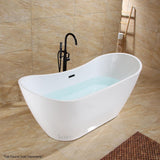 70 in. Luxury Acrylic Flatbottom Soaking Bathtub Spa in White with Oil Rubbed Bronze Trim - Super Arbor