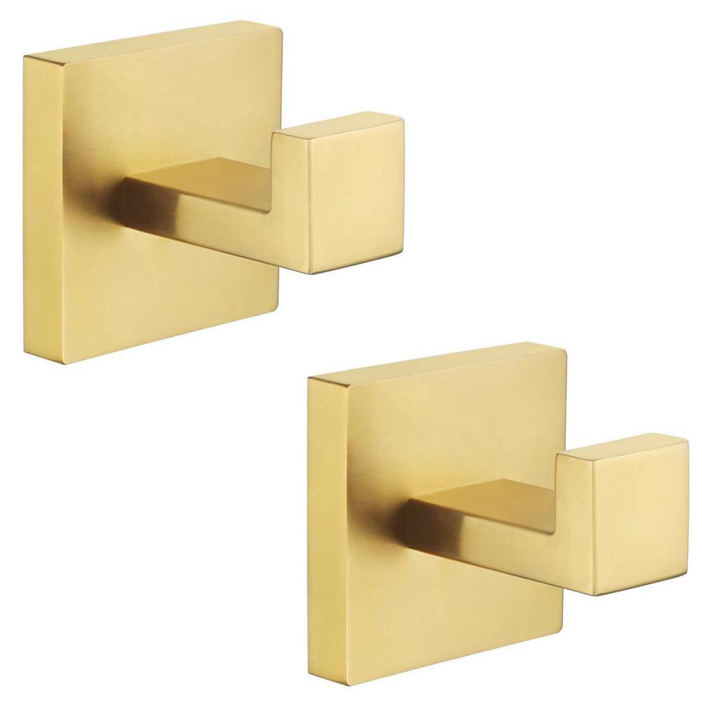 Square Bathroom Robe Hook and Towel Hook in Stainless Steel Matte Black (2-Pack) - Super Arbor