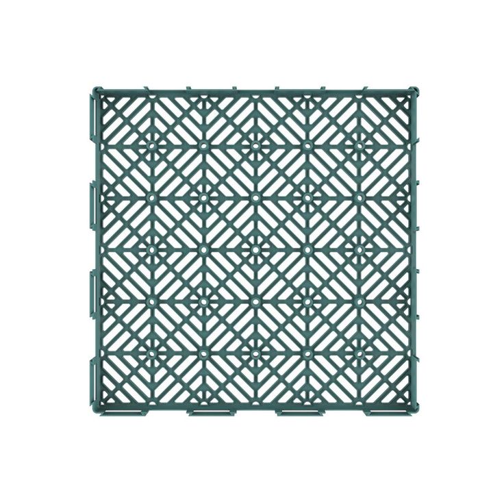 Pure Garden 11.5 in. x 11.5 in. Outdoor Interlocking Diamond Pattern Polypropylene Patio and Deck Tile Flooring in Green (Set of 12)