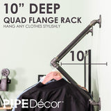 1/2 in. x 2 ft. L Black Pipe Quad Flange Wall Mounted Clothing Rack Kit