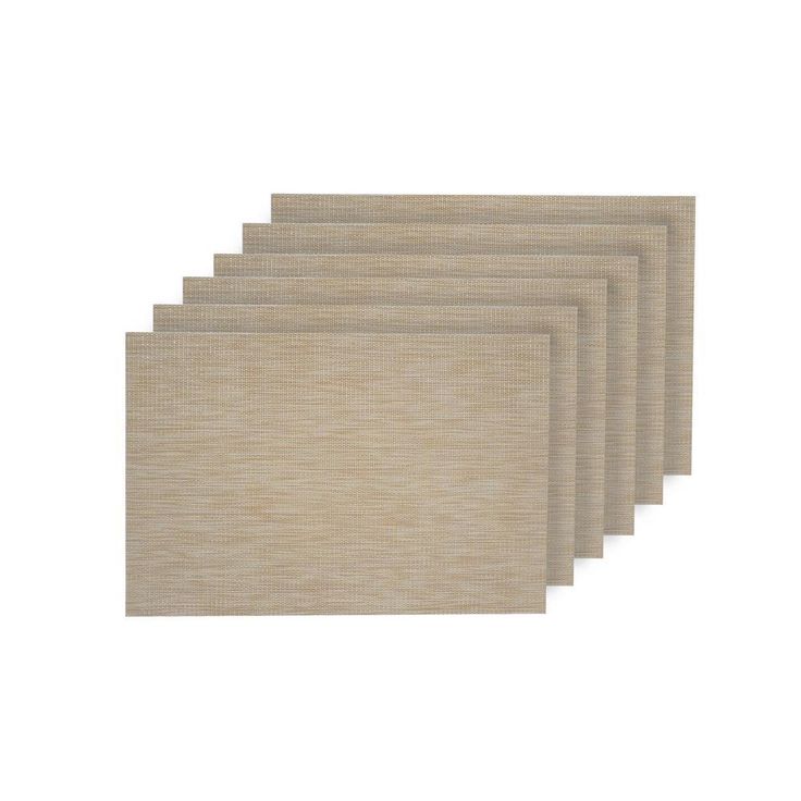 Natural Shimmer Ivory Woven Textilene Reversible Rectangle Placemats (Set of 6)