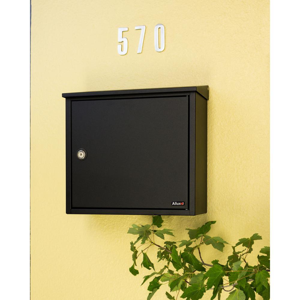 Allux 400 Black Wall Mount Locking Mailbox - Super Arbor