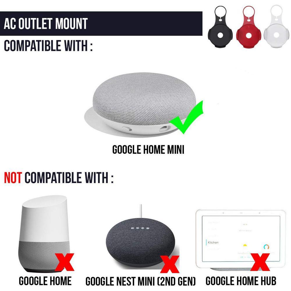 AC Outlet Mount Compatible with Google Home Mini - (Not Compatible with Google Nest Mini 2nd Gen) in White (2-Pack) - Super Arbor