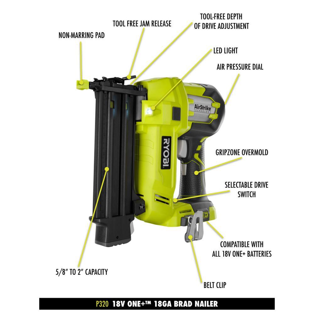18-Volt ONE+ Lithium-Ion Cordless AirStrike 18-Gauge Brad Nailer and 16-Gauge Straight Nailer 2-Tool Combo Kit - Super Arbor