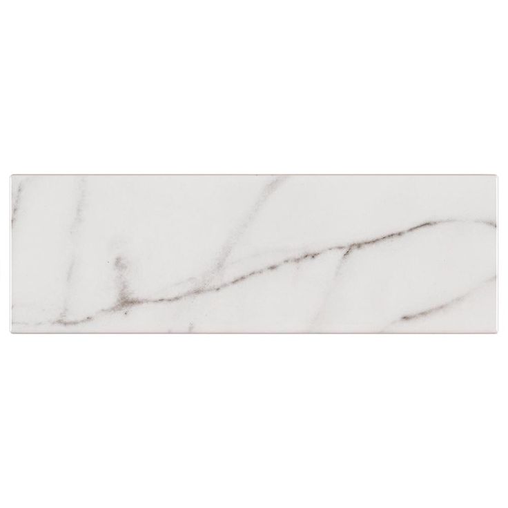 Jeffrey Court Glossy Carrara White 4 in. x 12 in. Ceramic Wall Tile (9.687 sq. ft. / case)
