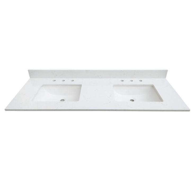 73 in. W x 22 in. D x 0.75 in. H Quartz Vanity Top in Carrara White with White Basins