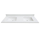 73 in. W x 22 in. D x 0.75 in. H Quartz Vanity Top in Carrara White with White Basins