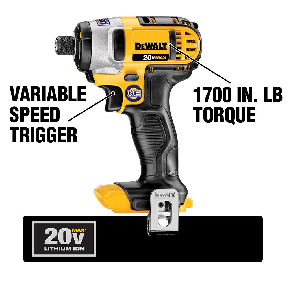 20-Volt MAX Lithium-Ion Cordless 1/4 in. Impact Driver Kit with (2) Batteries 4Ah, Charger and Case