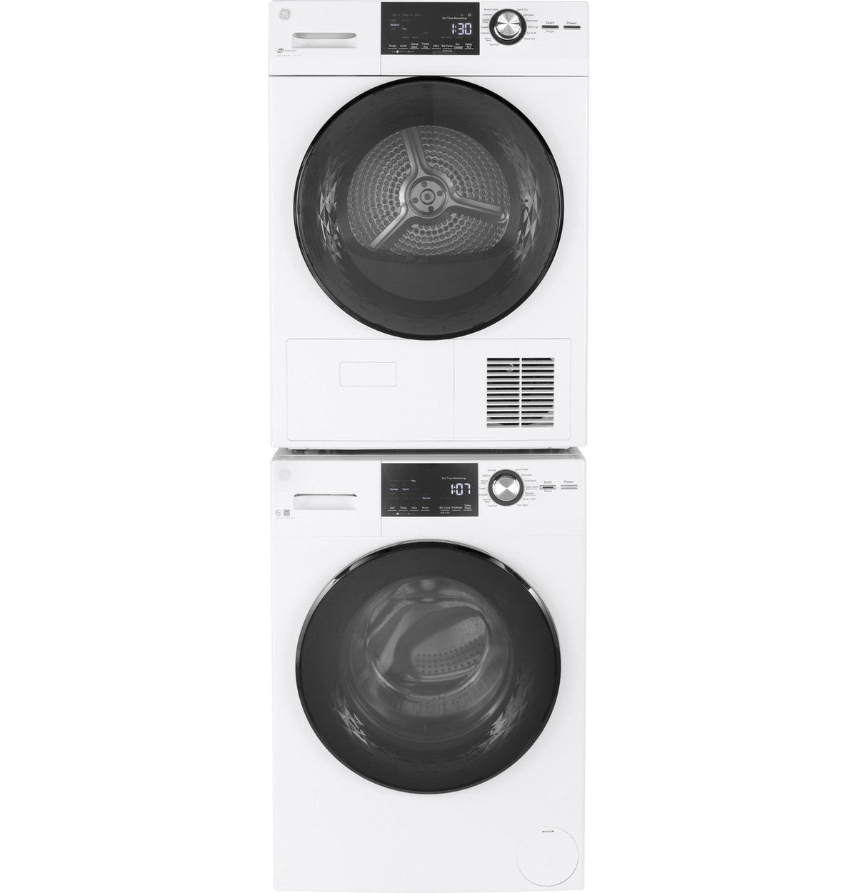 GE 2.4-cu ft High Efficiency Stackable Steam Cycle Front-Load Washer (White) ENERGY STAR, 24-inch, Model GFW148SSMWW