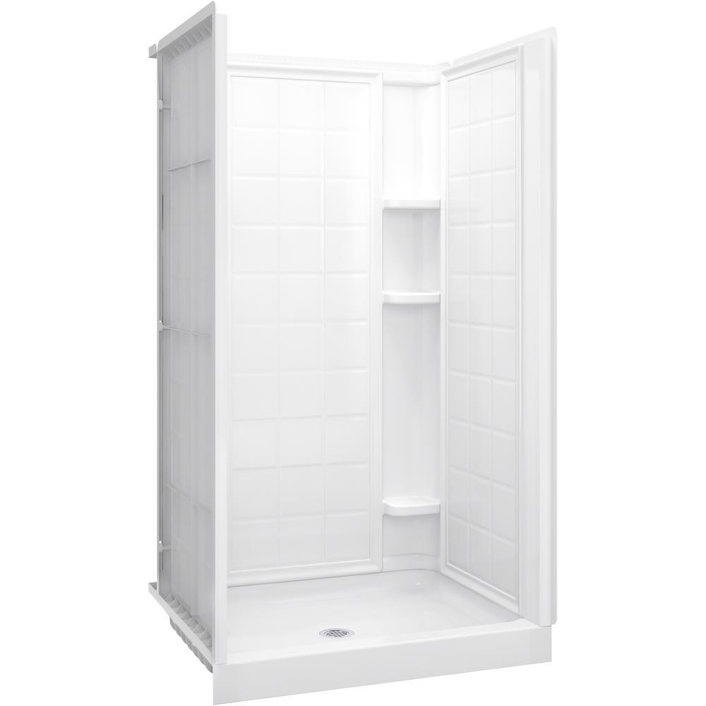 Ensemble 35-1/4 in. x 36 in. x 77 in. Shower Kit in White - Super Arbor