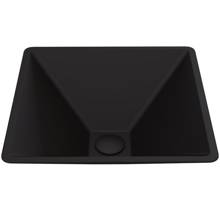 Black Serato Square MatteShell Glass Bathroom Vessel Sink - Super Arbor