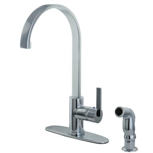 Kingston Brass Continental Chrome 1-Handle Deck-Mount High-Arc Handle Kitchen Faucet (Deck Plate Included)