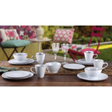 16-Piece Lorren Home Stoneware Scroll Dinnerware Set-White