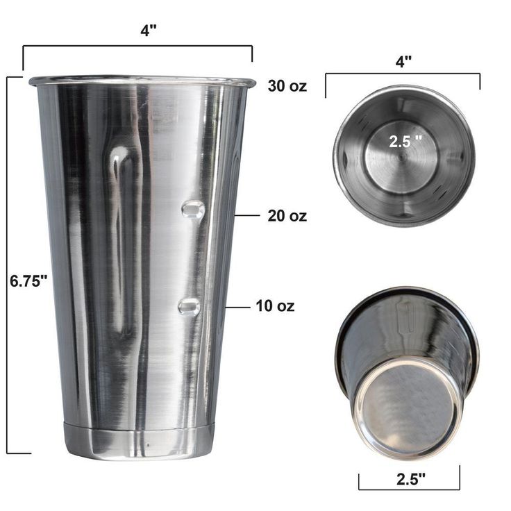 30 oz. Stainless Steel Malt Cup (6-Piece)
