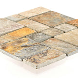 Jeffrey Court Rust Block Medley 11.75 in. x 11.75 in. x 11.5mm Slate Mosaic Floor and Wall Tile