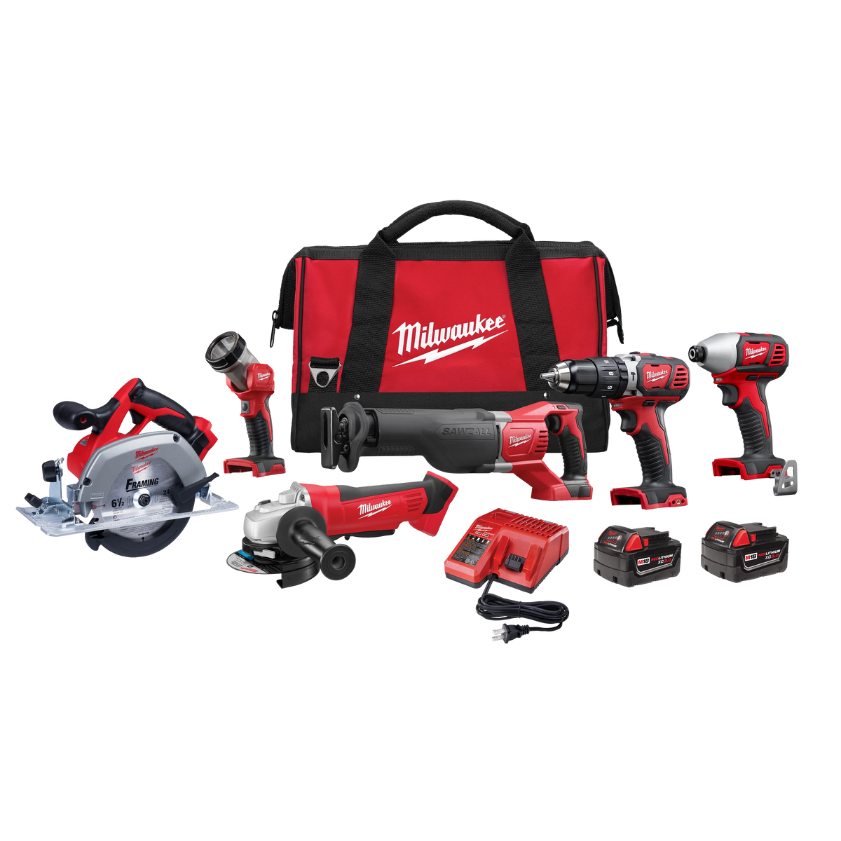 Milwaukee M18 18V Lithium-Ion Cordless Combo Tool Kit, 6-Tool w/ Wet/Dry Vacuum & 5 in. Random Orbit Sander