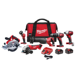 Milwaukee M18 18V Lithium-Ion Cordless Combo Tool Kit, 6-Tool w/ Wet/Dry Vacuum & 5 in. Random Orbit Sander