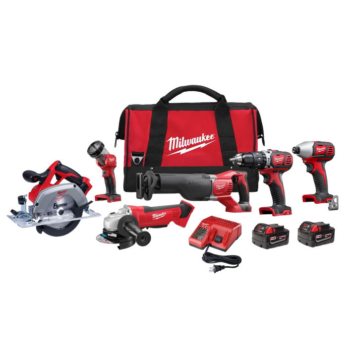 Milwaukee M18 18V Lithium-Ion Cordless Combo Tool Kit, 6-Tool w/ Wet/Dry Vacuum & 5 in. Random Orbit Sander
