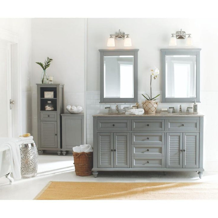 24.00 in. W x 32.00 in. H Framed Rectangular  Bathroom Vanity Mirror in Gray