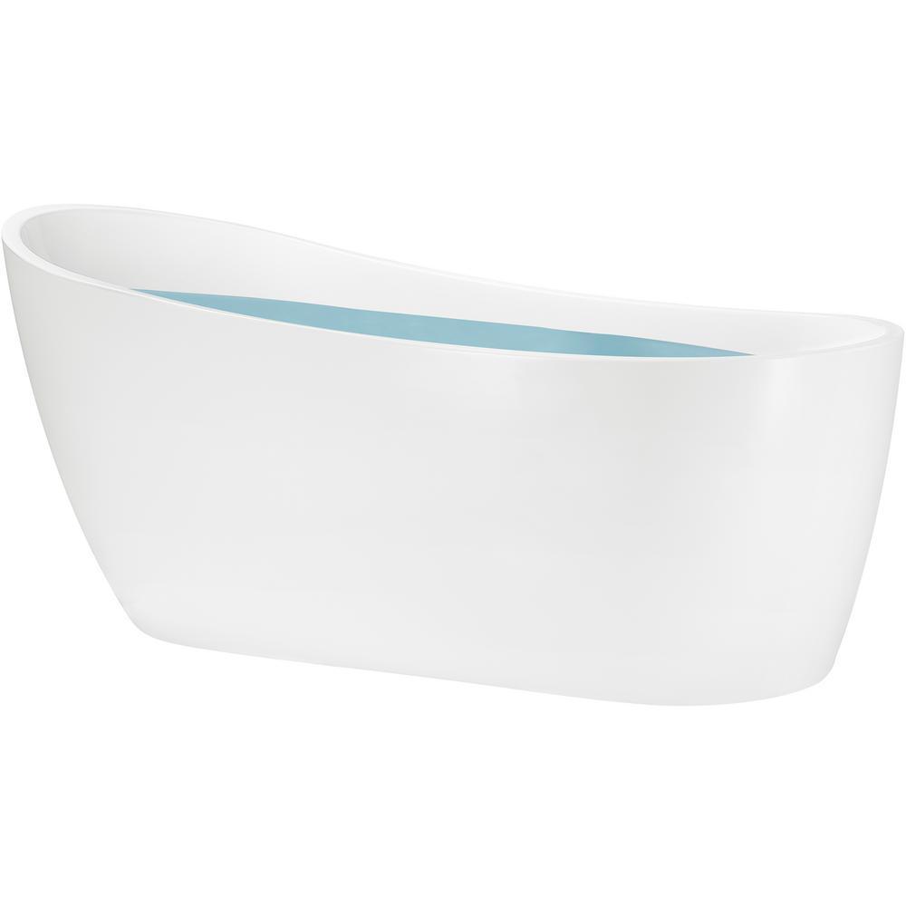 67 in. Acrylic Single Slipper Flatbottom Non-Whirlpool Bathtub in Glossy White - Super Arbor
