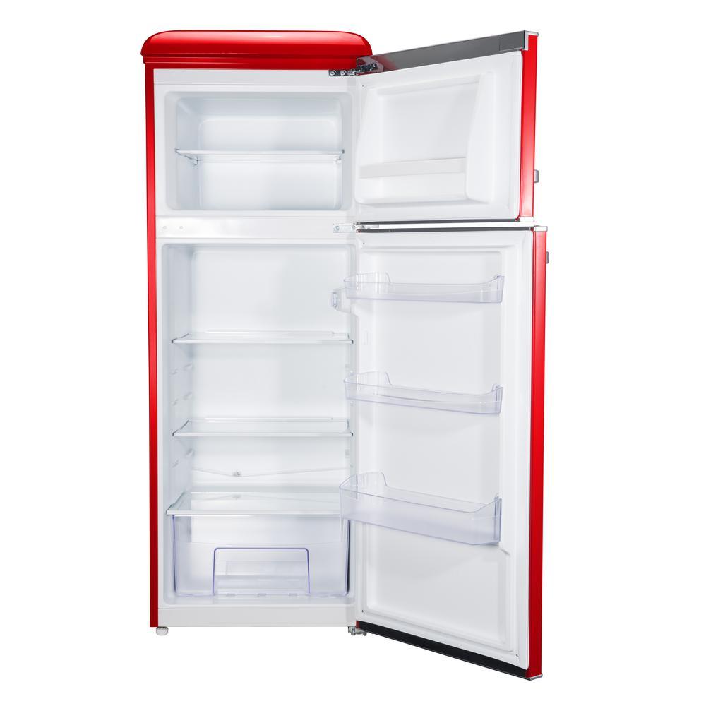 7.6 cu.ft. Retro Mini Refrigerator with Dual Door and True Freezer in Red - Super Arbor