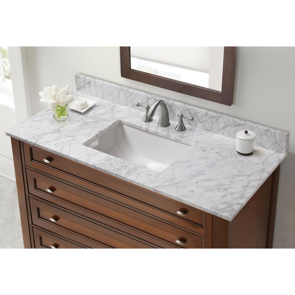 49 in. W Marble Vanity Top in Carrara - Super Arbor