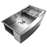 Handcrafted All-in-One Farmhouse Apron Front Stainless Steel 33 in. x 22 in. x 9 in. Single Bowl Kitchen Sink
