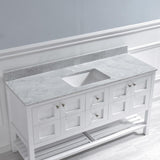 Harlow 61 in. W x 22 in. D Single Basin Carrara Marble Vanity Top in Carrara White with White Vitreous China Basin - Super Arbor