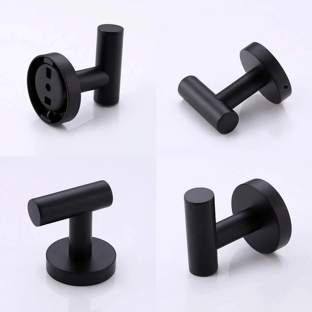 Round Bathroom Robe Hook and Towel Hook in Stainless Steel Matte Black (2-Pack) - Super Arbor