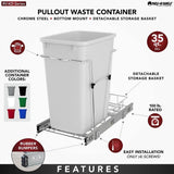 Rev-A-Shelf 35-Quart Plastic Pull Out Trash Can