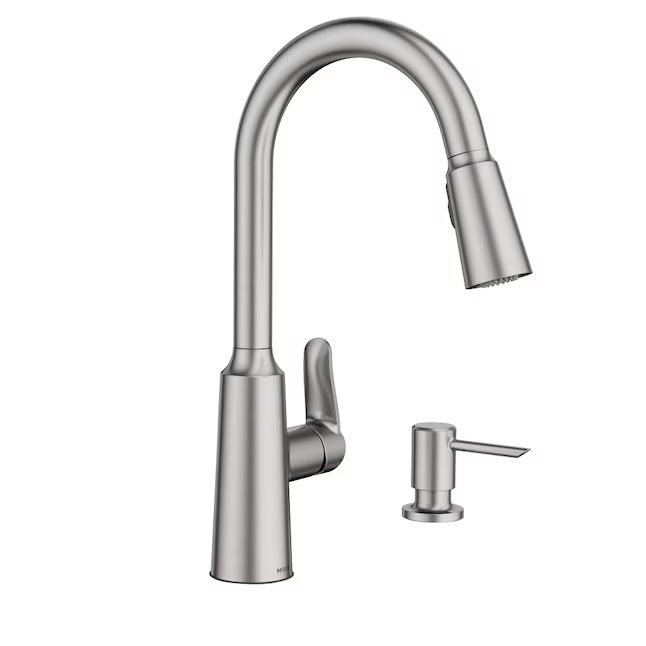 Moen Edwyn Spot Resist Stainless 1-Handle Deck-Mount Pull-Down Handle Kitchen Faucet (Deck Plate Included)