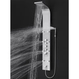 65 in. 8-Jet Rainfall Shower Panel System with Rainfall Waterfall Shower Head and Shower Wand in Stainless Steel