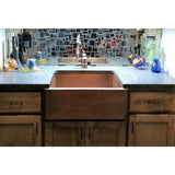 Monet Farmhouse Apron Front Handmade Pure Solid Copper 25 in. Single Bowl Kitchen Sink in Antique Copper