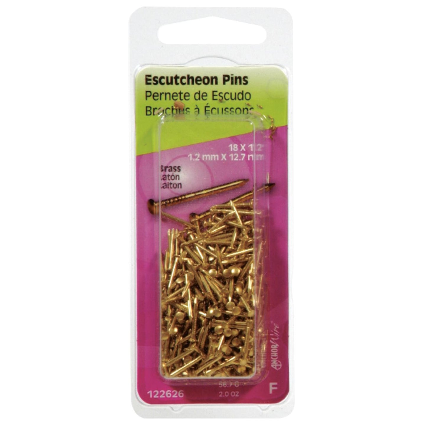 Hillman 18 Ga x 1/2 in Brass Escutcheon Pins, 2 oz Pack