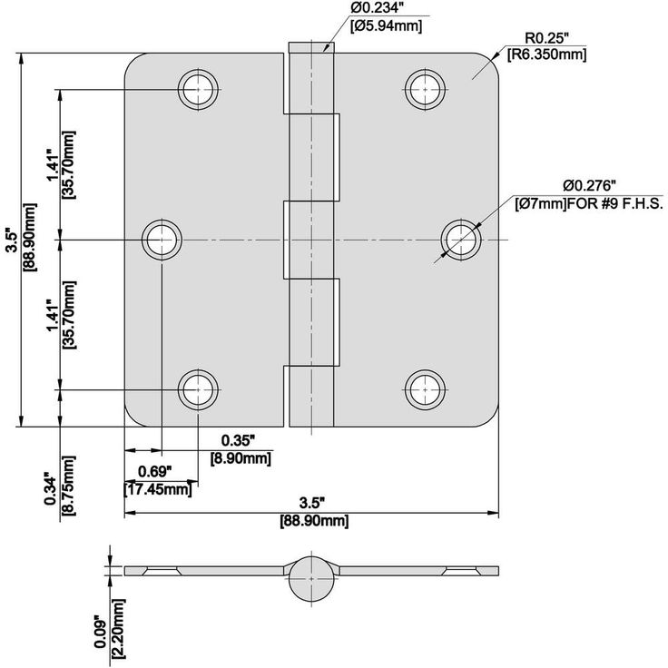 3-1/2 in. and 1/4 in. Radius Matte Black Smooth Action Hinge (3-Pack)