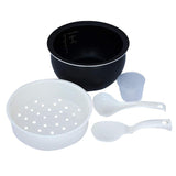 8-Cup Beige Rice Cooker with Steam Basket and Built-In Timer