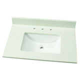25 in. W Engineered Stone Single Sink Vanity Top in Sparkling White with White Sink - Super Arbor