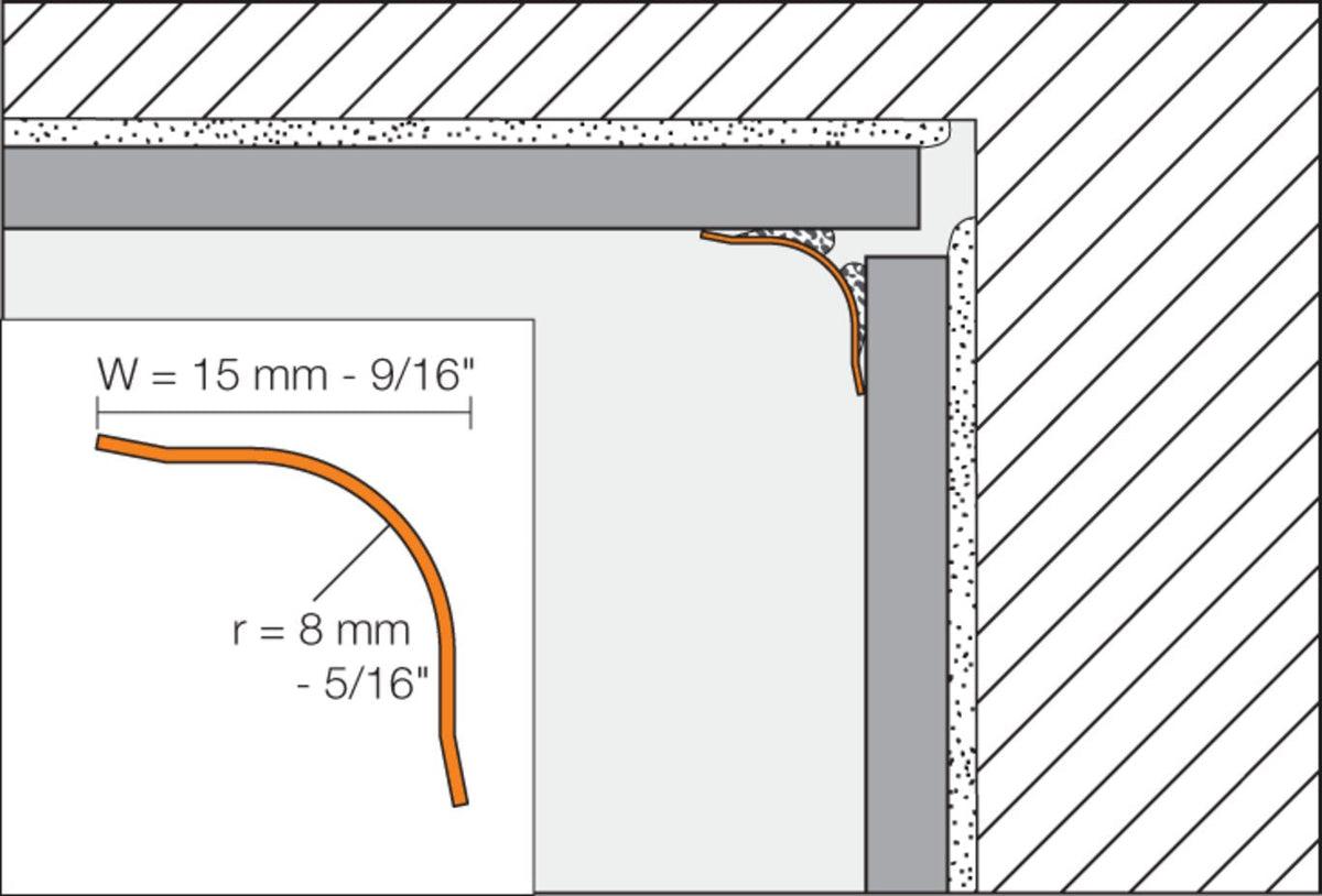 Schluter Systems ECK-KHK 0.563-in W x 98.5-in L Stainless Steel Tile Edge Trim