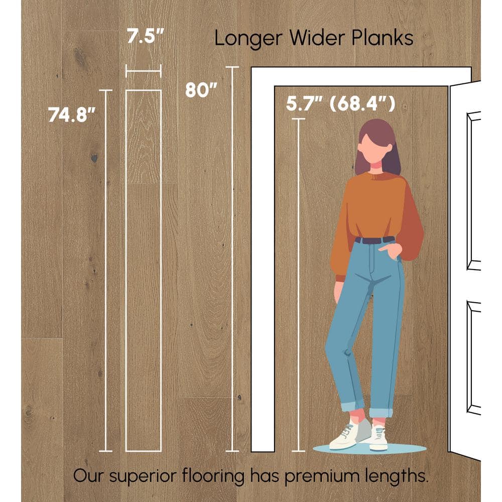 ASPEN FLOORING Eclipse White Oak 1/2 in. T x 7.5 in. W Water Resistant Wire Brushed Engineered Hardwood Flooring (31.09 sqft/case)