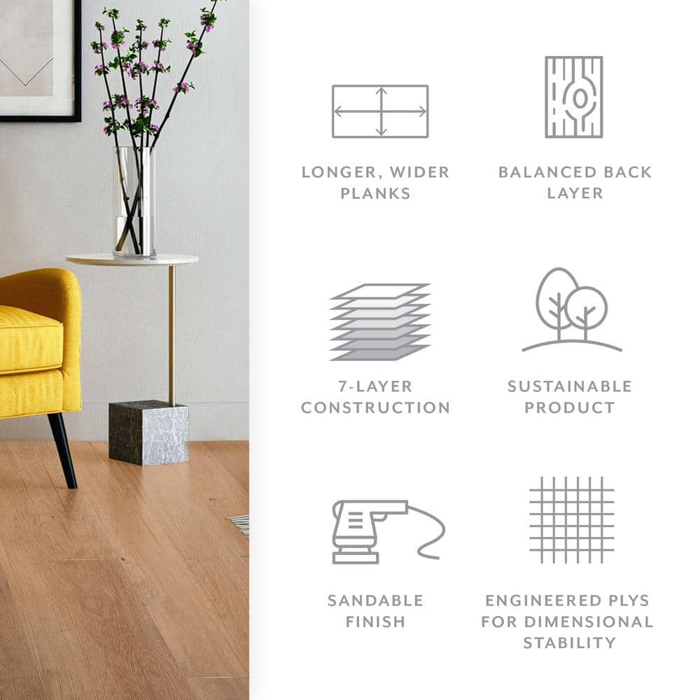 ASPEN FLOORING Eclipse White Oak 1/2 in. T x 7.5 in. W Water Resistant Wire Brushed Engineered Hardwood Flooring (31.09 sqft/case)