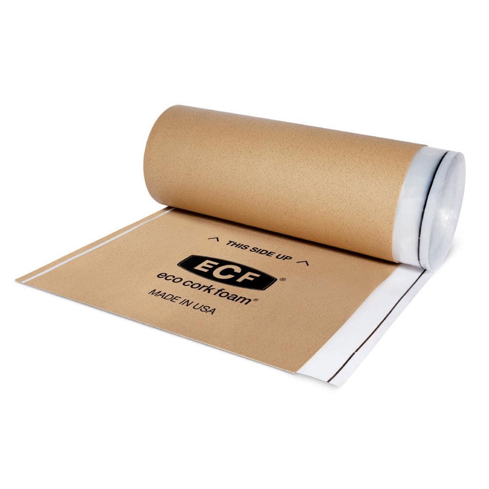 Eco Cork Foam 300 sq. ft. 3 ft. x 100 ft. x3.2mm Waterproof Premium Plus 10-in-1 Underlayment-Vinyl Plank, Laminate, Engineered Wood