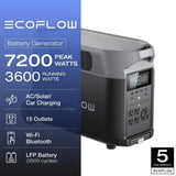 EcoFlow Battery Solar Generator DELTA Pro 3600Wh Solar, 3600W Output, LFP Power Station, Home Backup, Camping, Push-Button Start