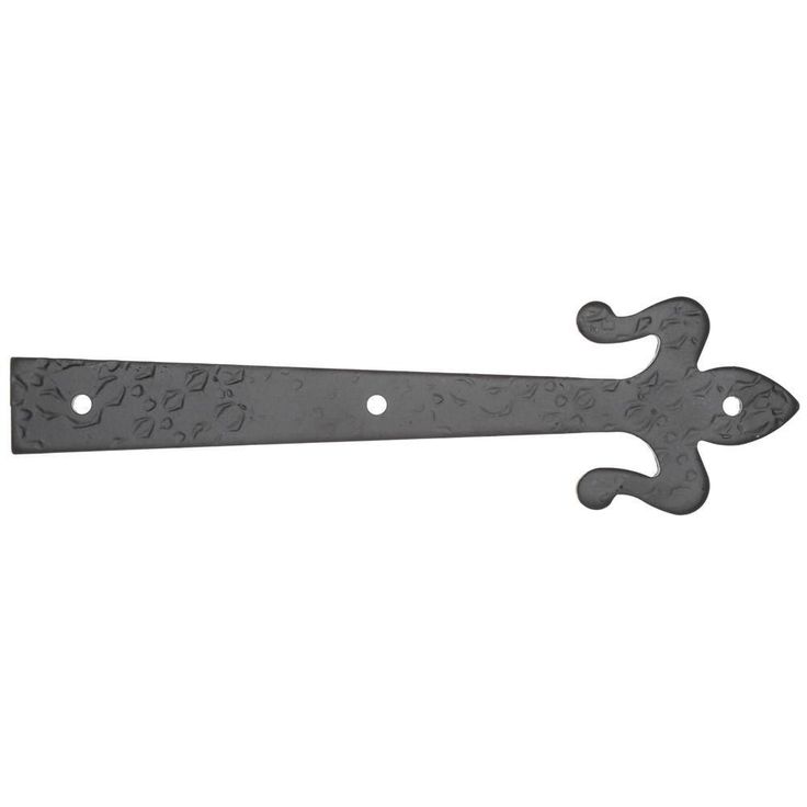 Everbilt 8 in. Black Decorative Fleur-de-lis Strap Hinge (2-Pack)